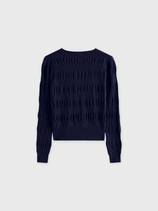Ruched Sweater-Navy-1