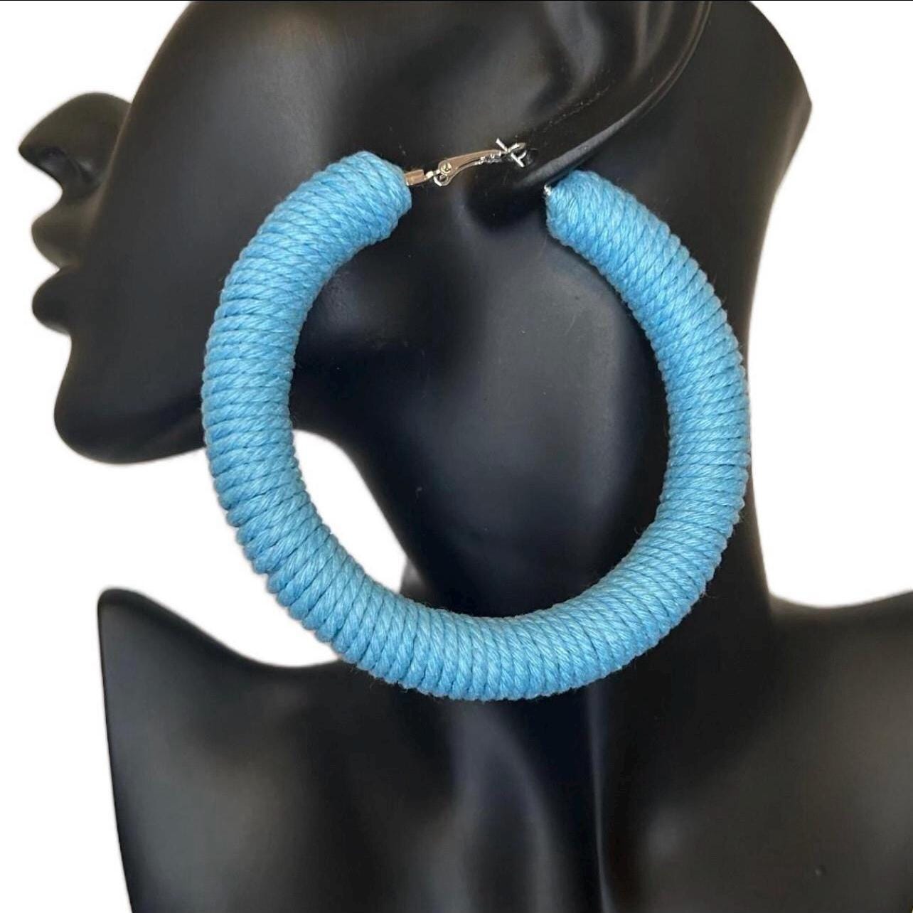 42| Macramé Hoop Earrings – Handmade Boho Statement (See available colors)
