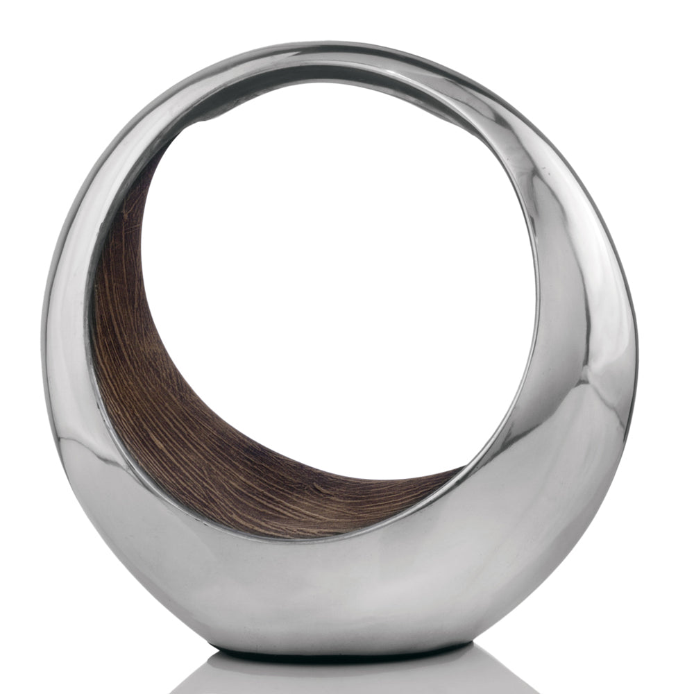 11" Brown and Silver Aluminum Circular Decorative Bowl-1