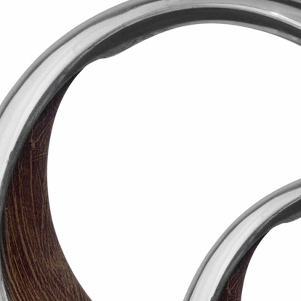 11" Brown and Silver Aluminum Circular Decorative Bowl-2