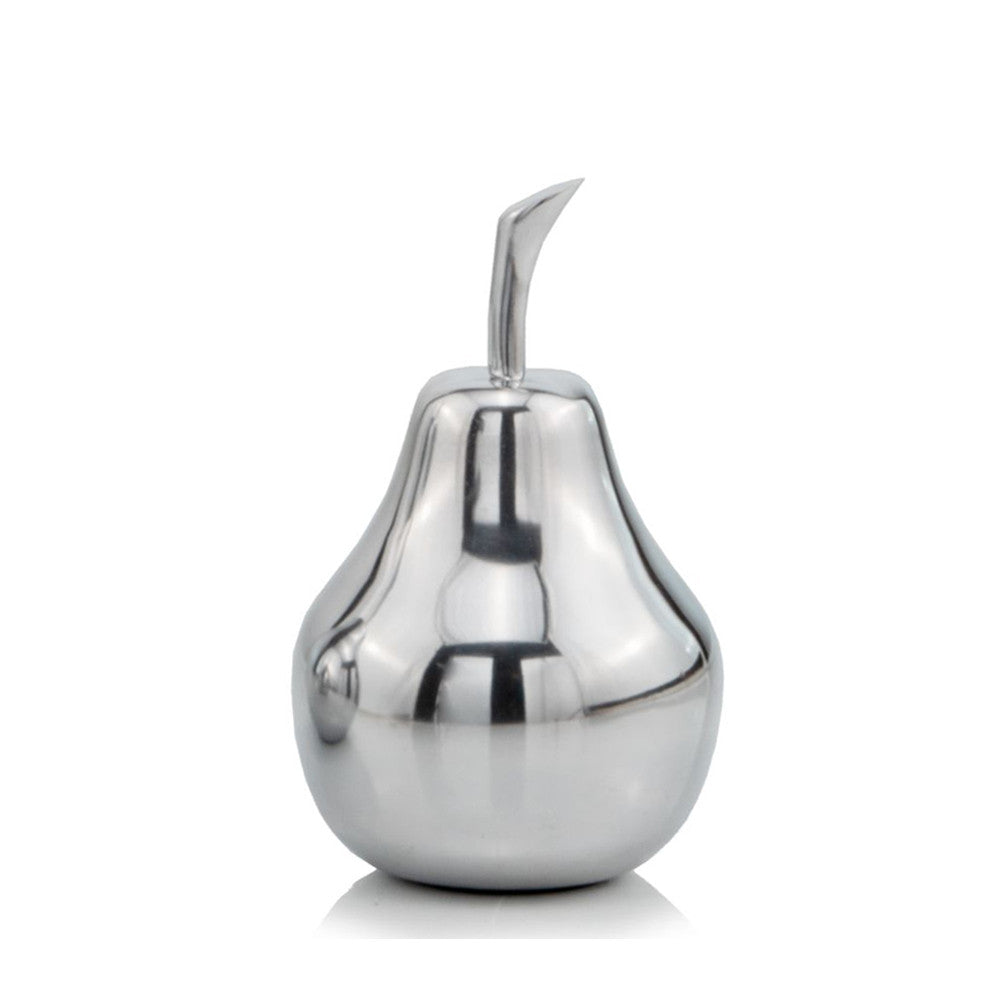 7" Silver Buffed Aluminum Decorative Pear Tabletop Sculpture-1