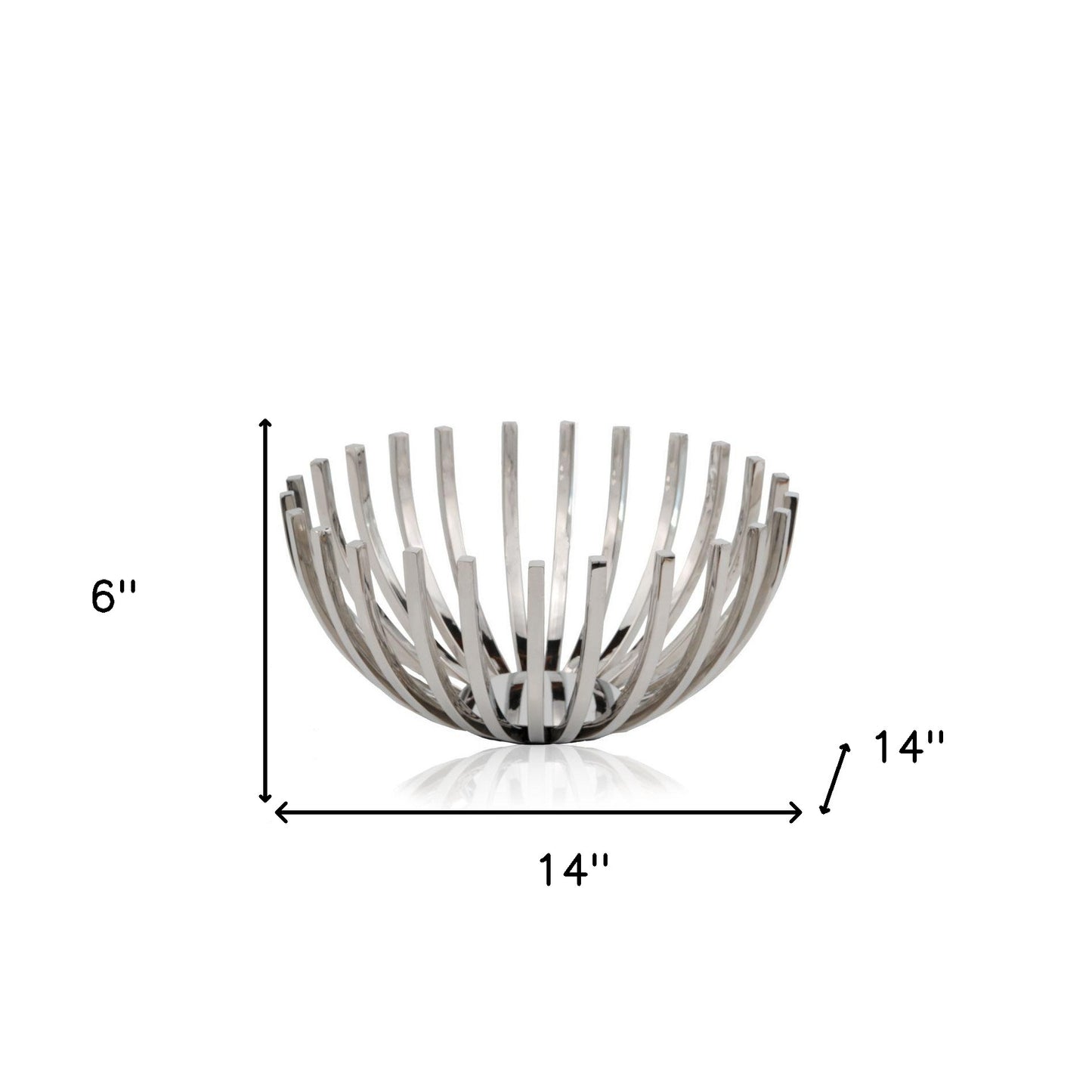 14" Silver Stainless Steel Decorative Bowl-4