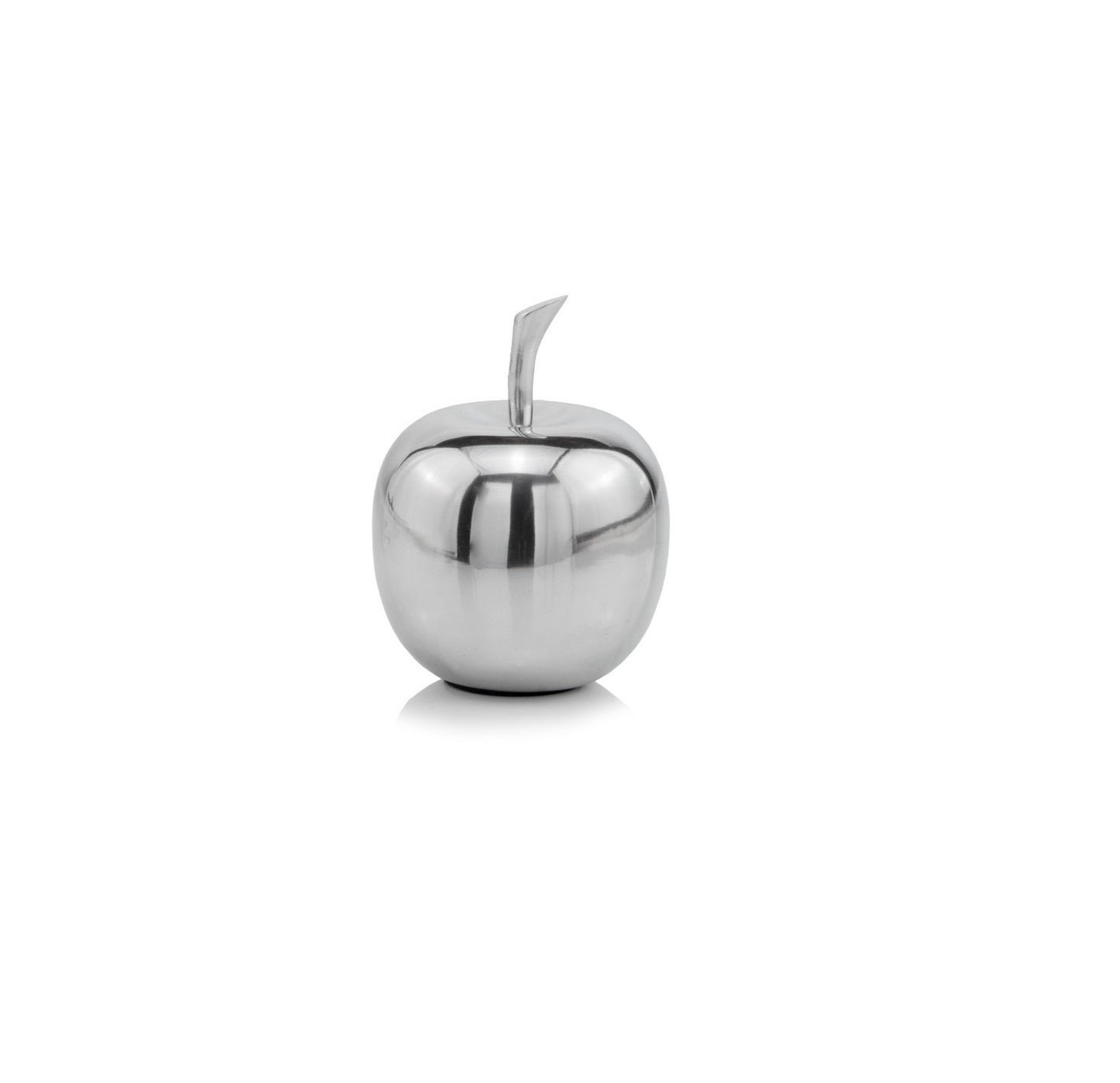 6" Silver Buffed Aluminum Decorative Apple Tabletop Sculpture-3