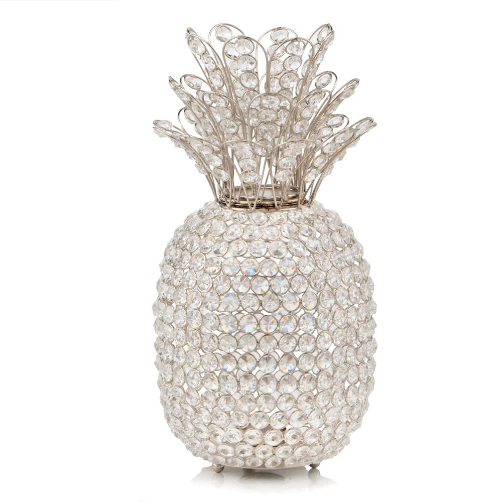 15" Silver Faux Crystal Decorative Pineapple-2
