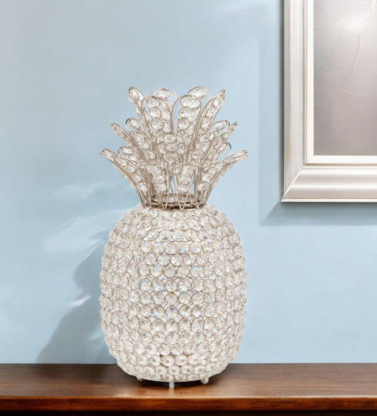 15" Silver Faux Crystal Decorative Pineapple-0