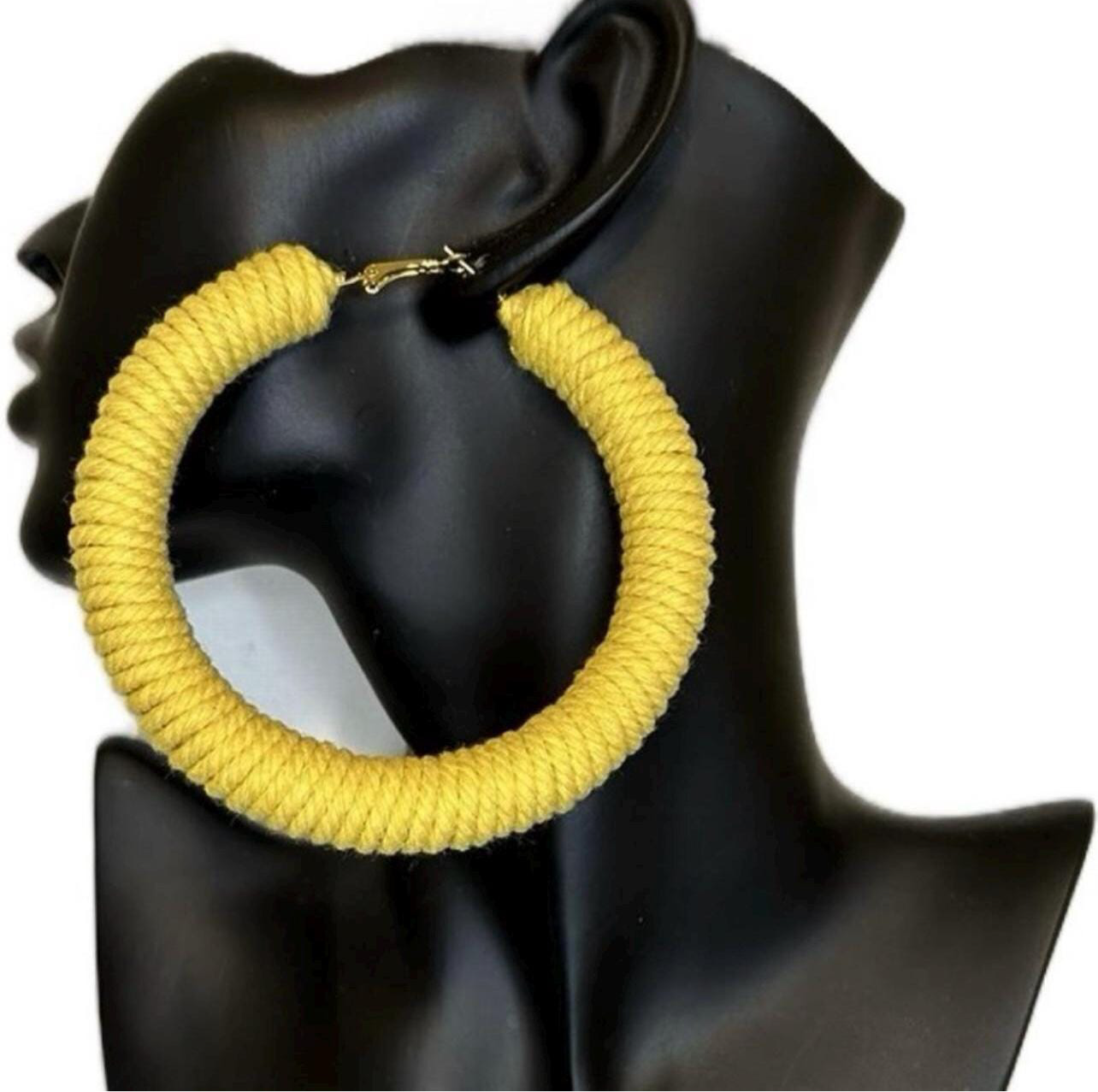 42| Macramé Hoop Earrings – Handmade Boho Statement (See available colors)