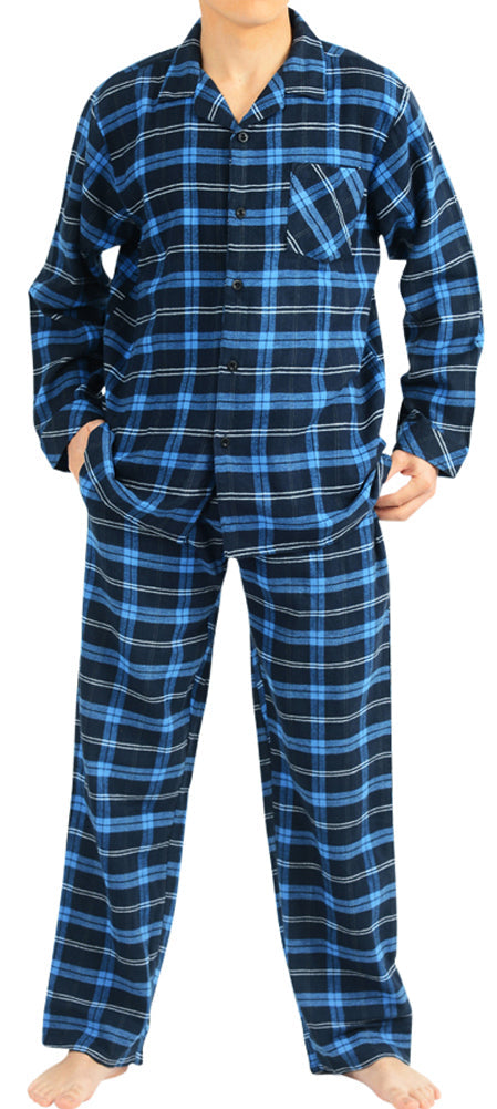Norty Mens Cotton Yarn Flannel Pajama Lounge Sleep Sets-12