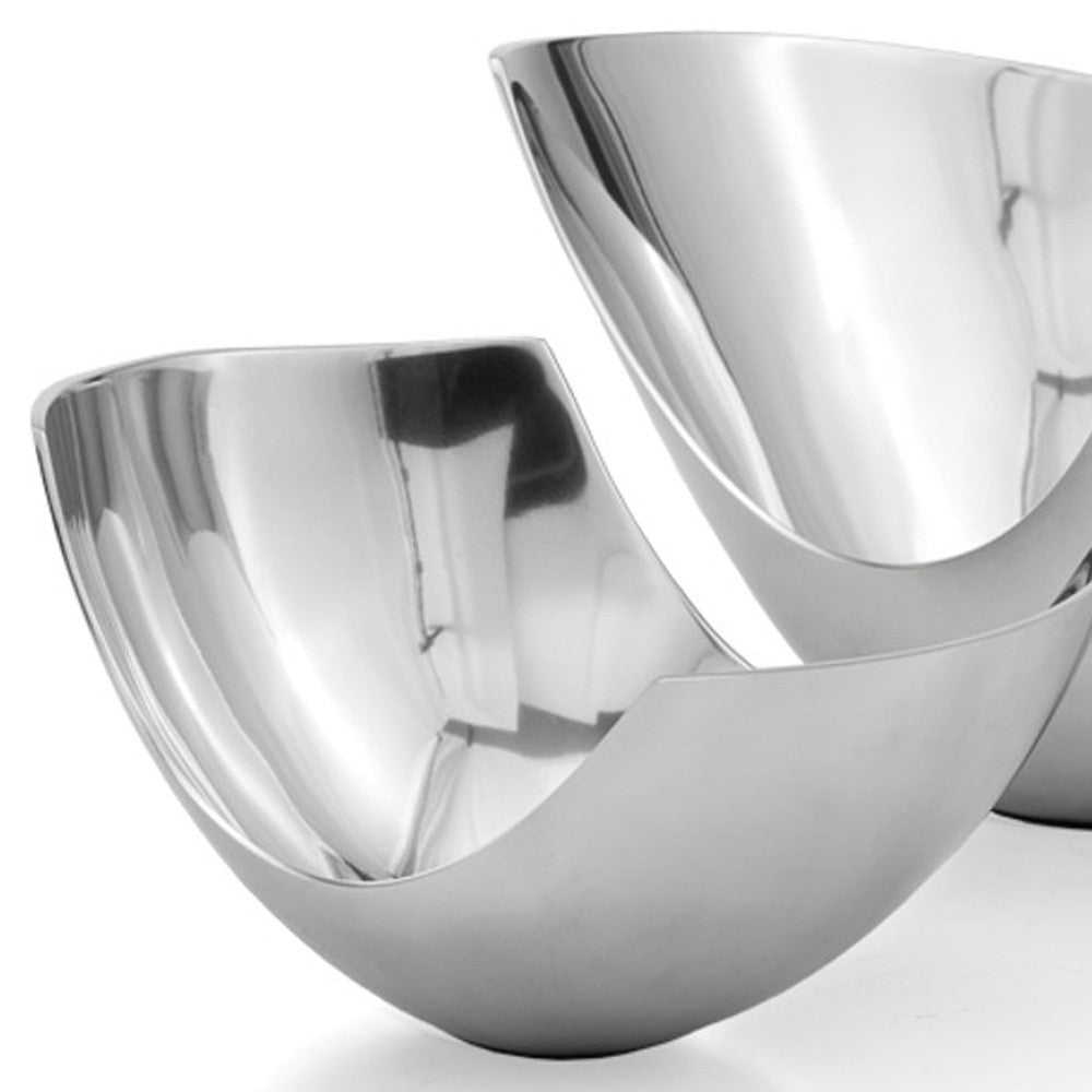 Set of Two Mod Aluminum Scoop Centerpiece Bowls-4