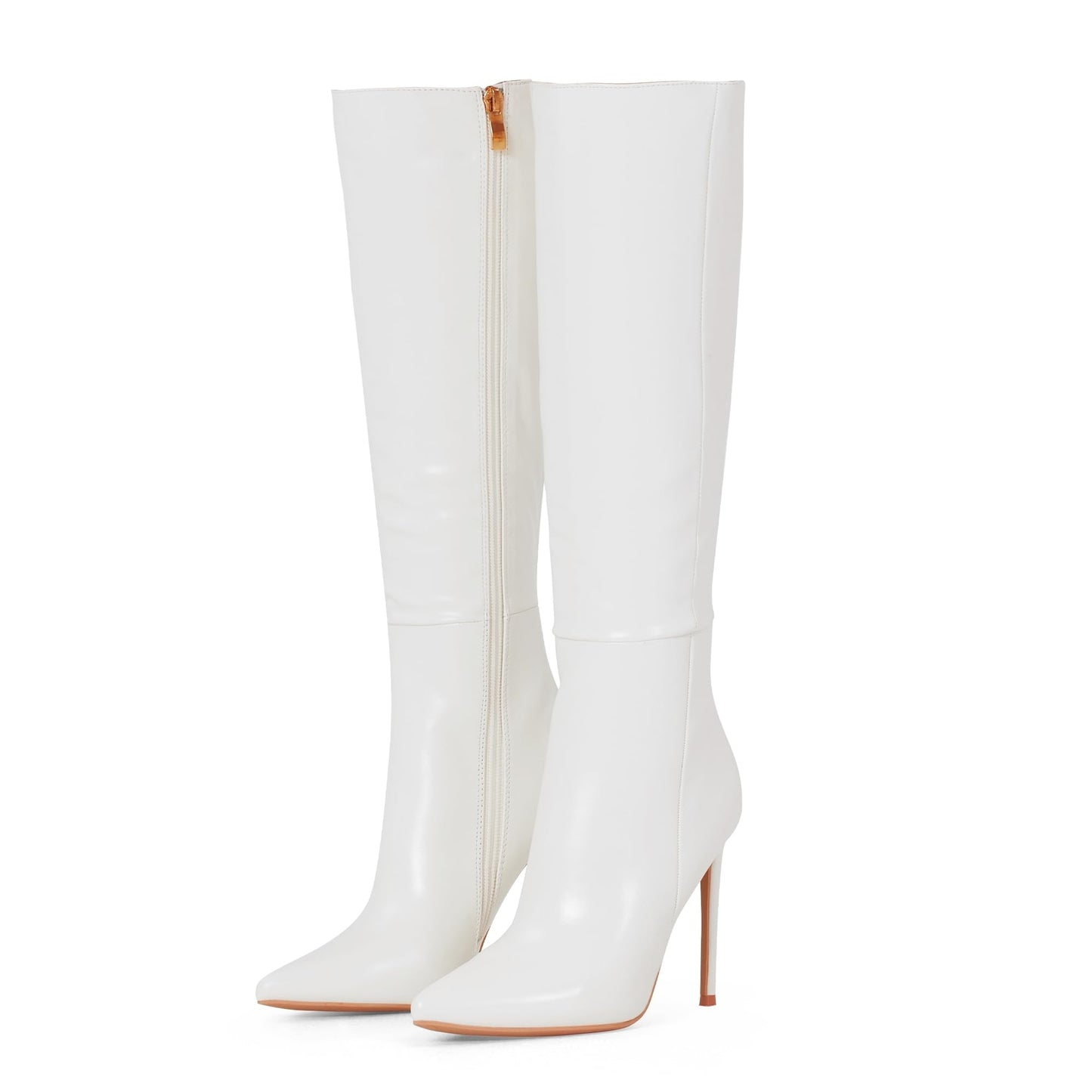 Elisabet Tang 4 inch Women's Knee High Long Boots, Stiletto Tall Pointed Toe Heeled Boot Leather Suede Comfortable Sexy