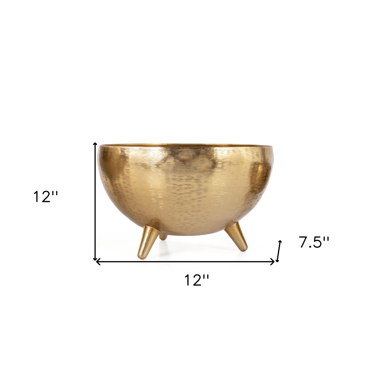 Set of Three Gold Metal Decorative Footed Bowls-8