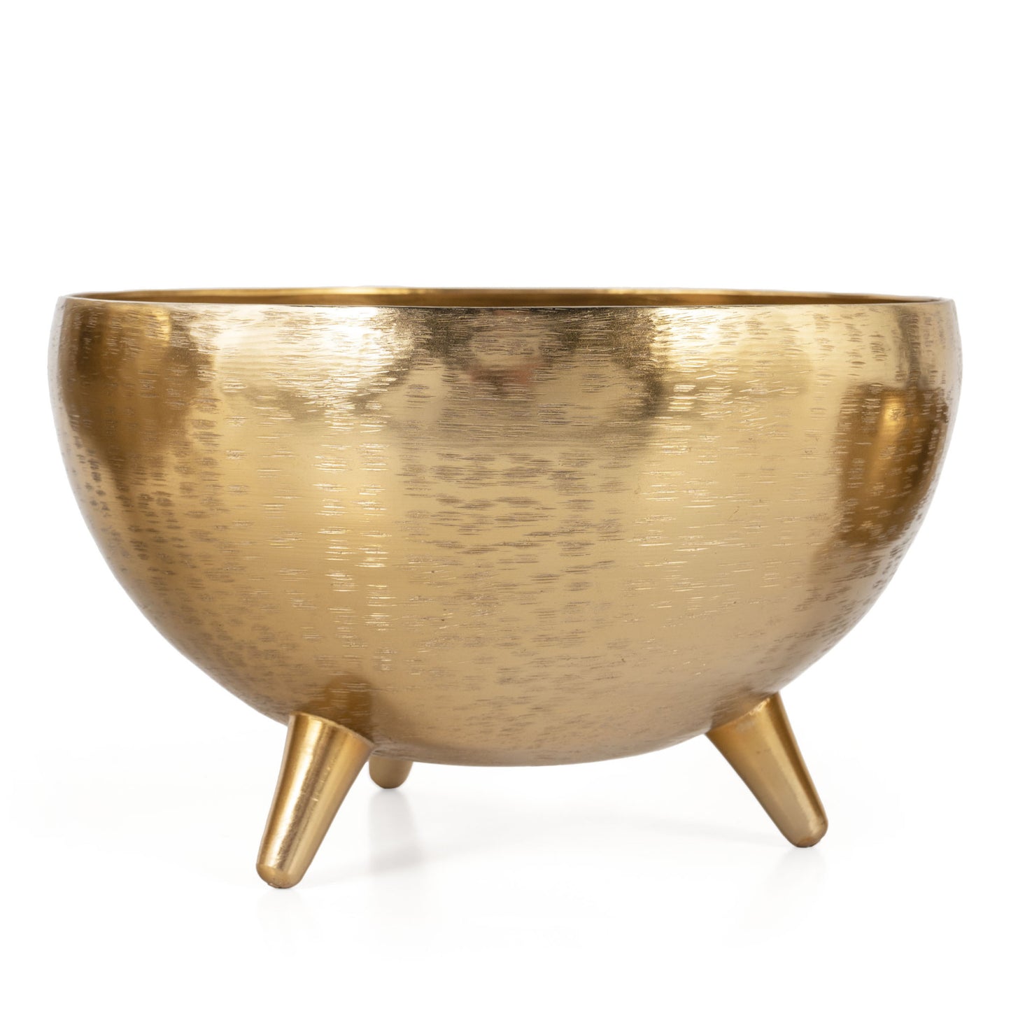 Set of Three Gold Metal Decorative Footed Bowls-3