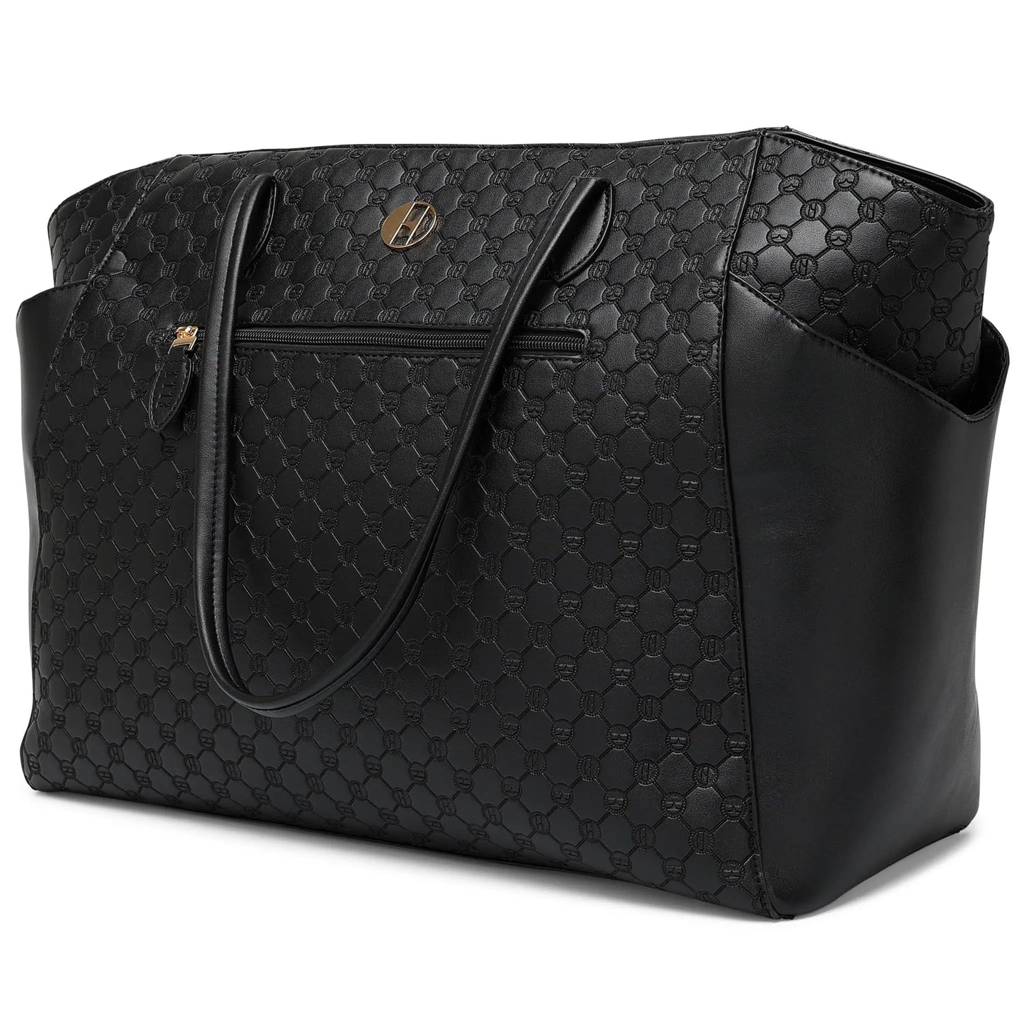 Compass Vegan Leather Monogram Tote Bag-4