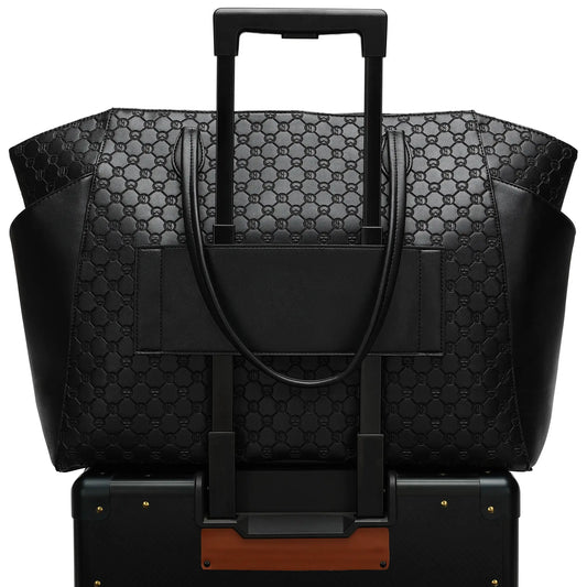 Compass Vegan Leather Monogram Tote Bag-1