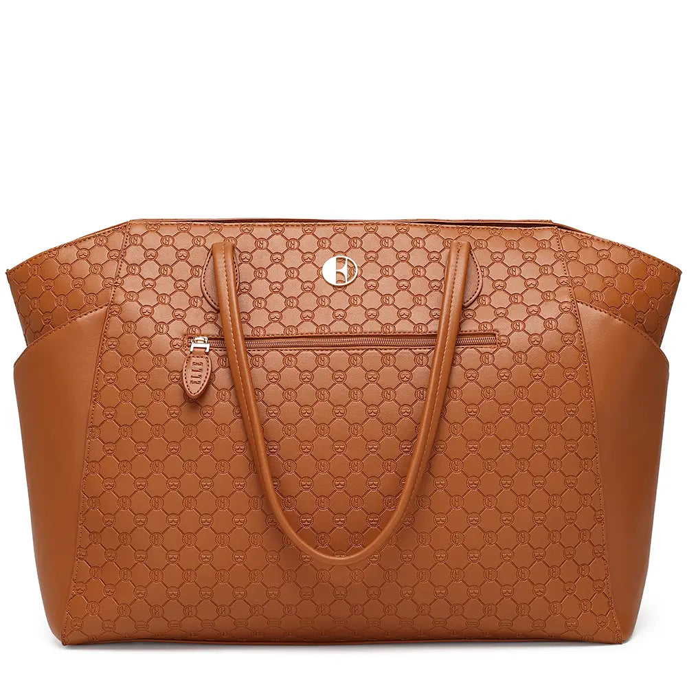 Compass Vegan Leather Monogram Tote Bag-5