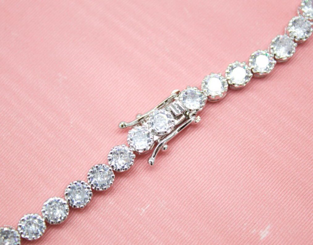 5MM Diamond Cut Round Clear CZ Tennis Bracelet (I133)-1