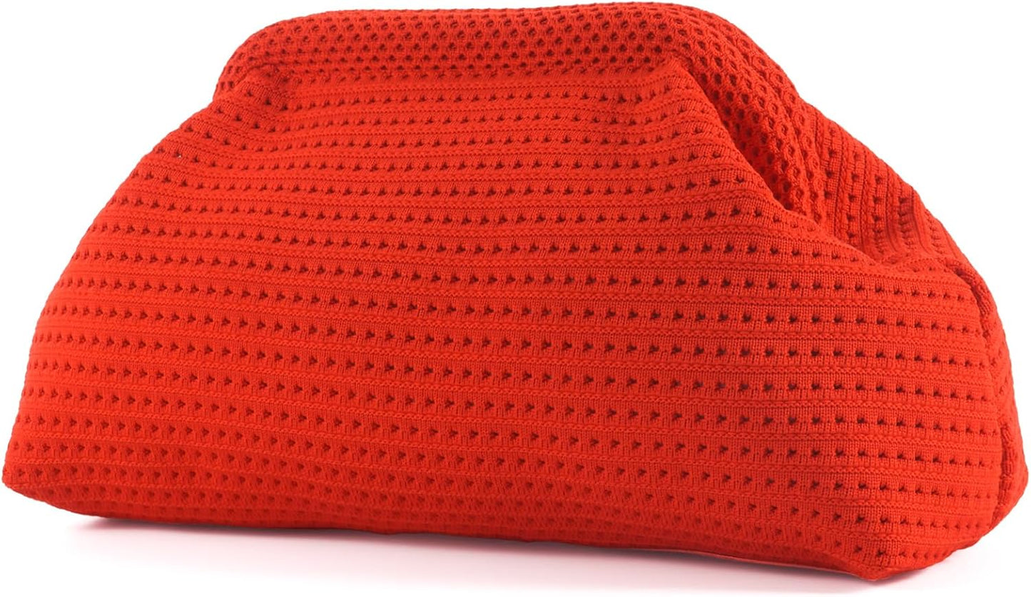 Woven Clutch Purses for Woman,Summer Beach Purse for Vacation, Woven Striped Dumpling Bag,Crochet Evening Handbag