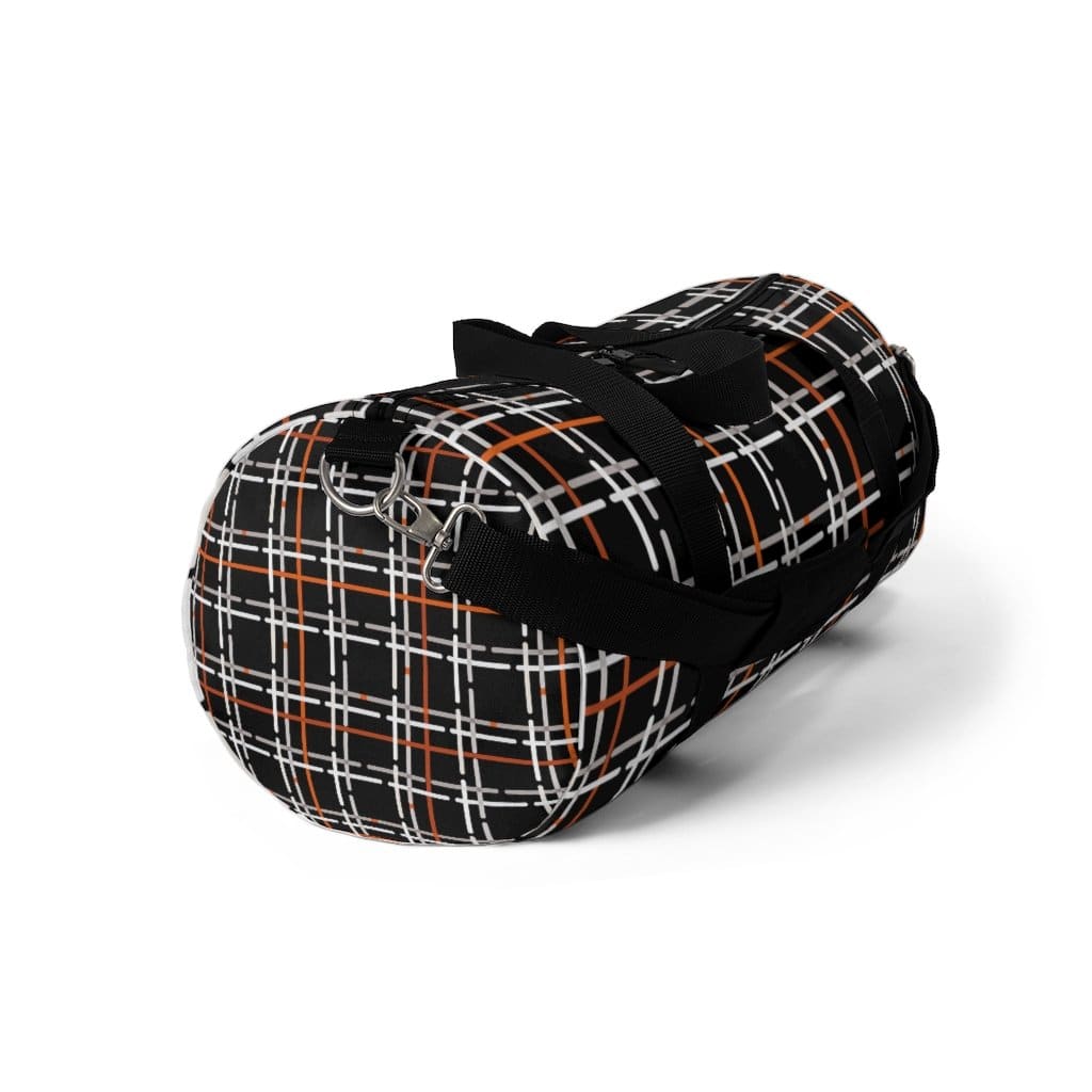 Duffel Bag - Carry on Luggage - Black and Orange Plaid-1