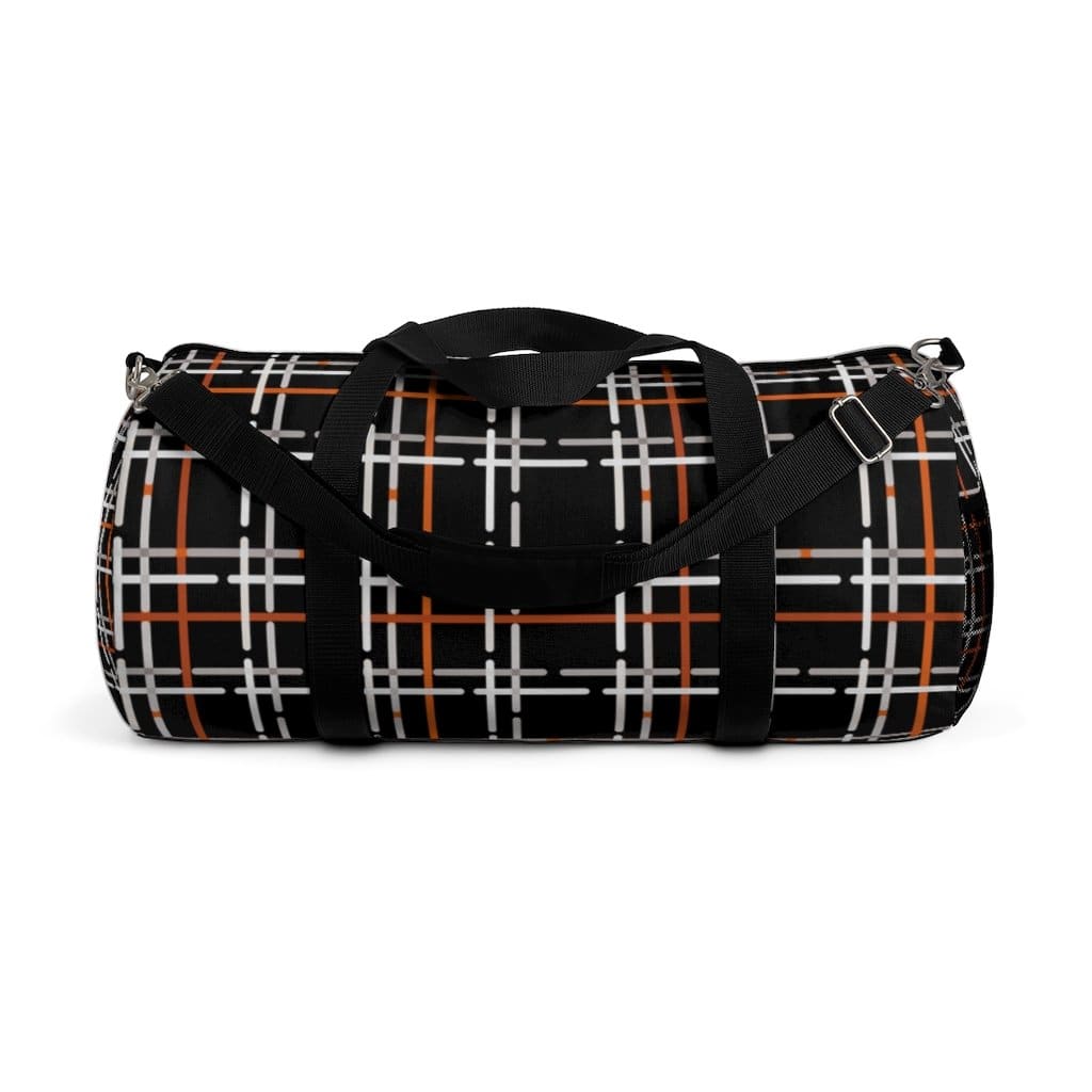 Duffel Bag - Carry on Luggage - Black and Orange Plaid-5