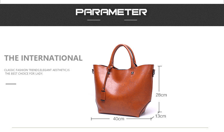 Women Wax surface PU Leather Handbag Womens Bag Designer Ladies Tote Shoulder Handbags Business Female Purse-4