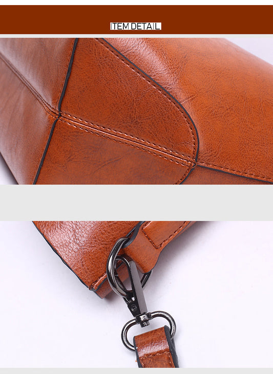 Women Wax surface PU Leather Handbag Womens Bag Designer Ladies Tote Shoulder Handbags Business Female Purse-1