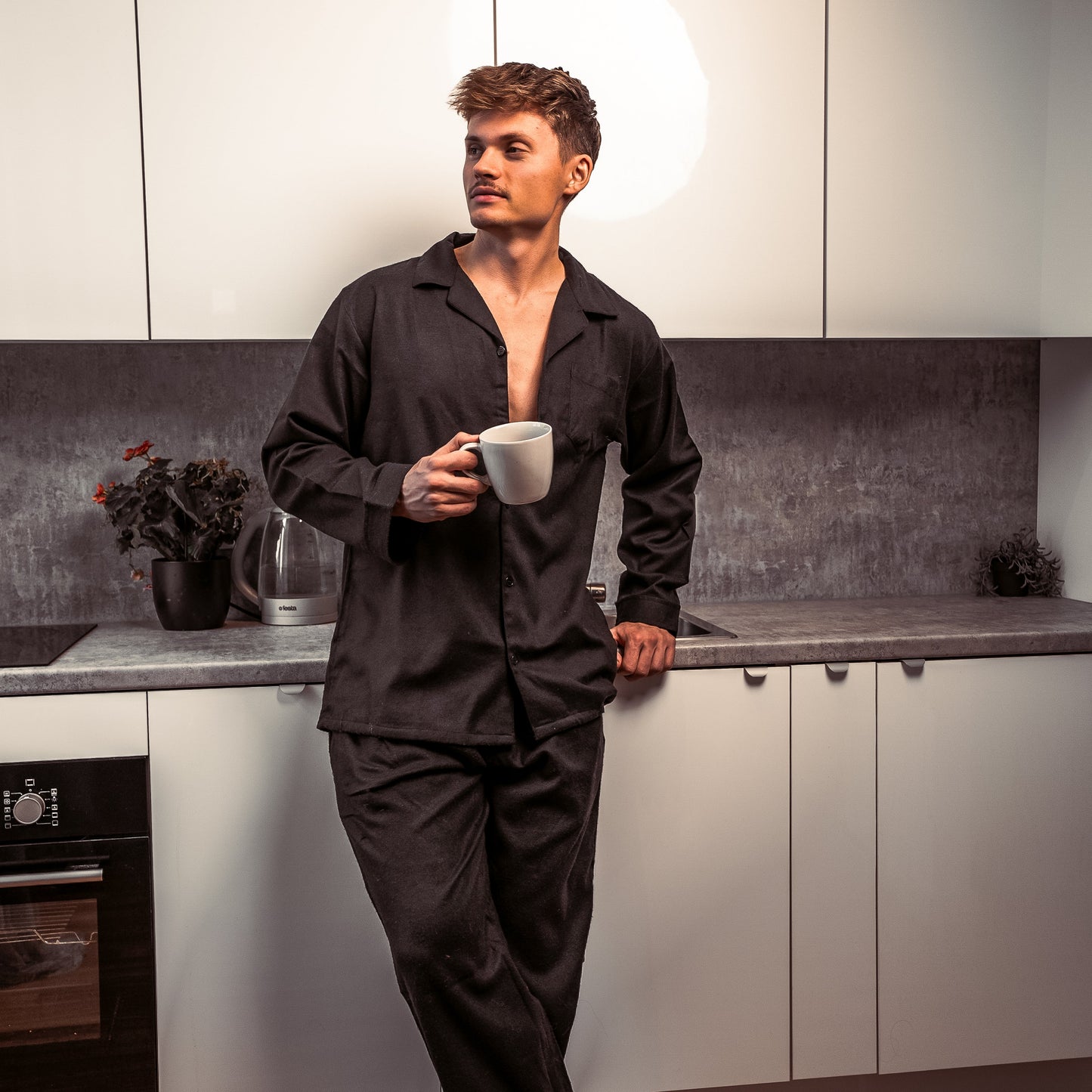 Norty Mens Cotton Yarn Flannel Pajama Lounge Sleep Sets-11