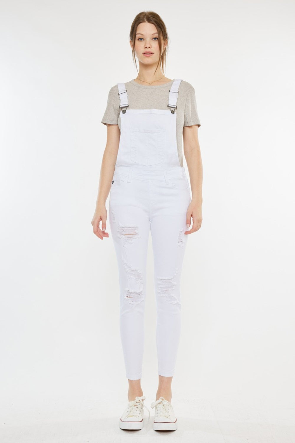 Kancan Distressed Skinny Denim Overalls-4