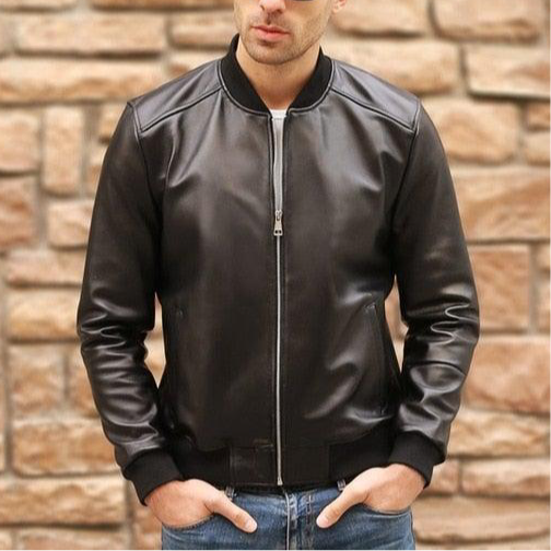 Men's Classic Bomber Leather Jacket