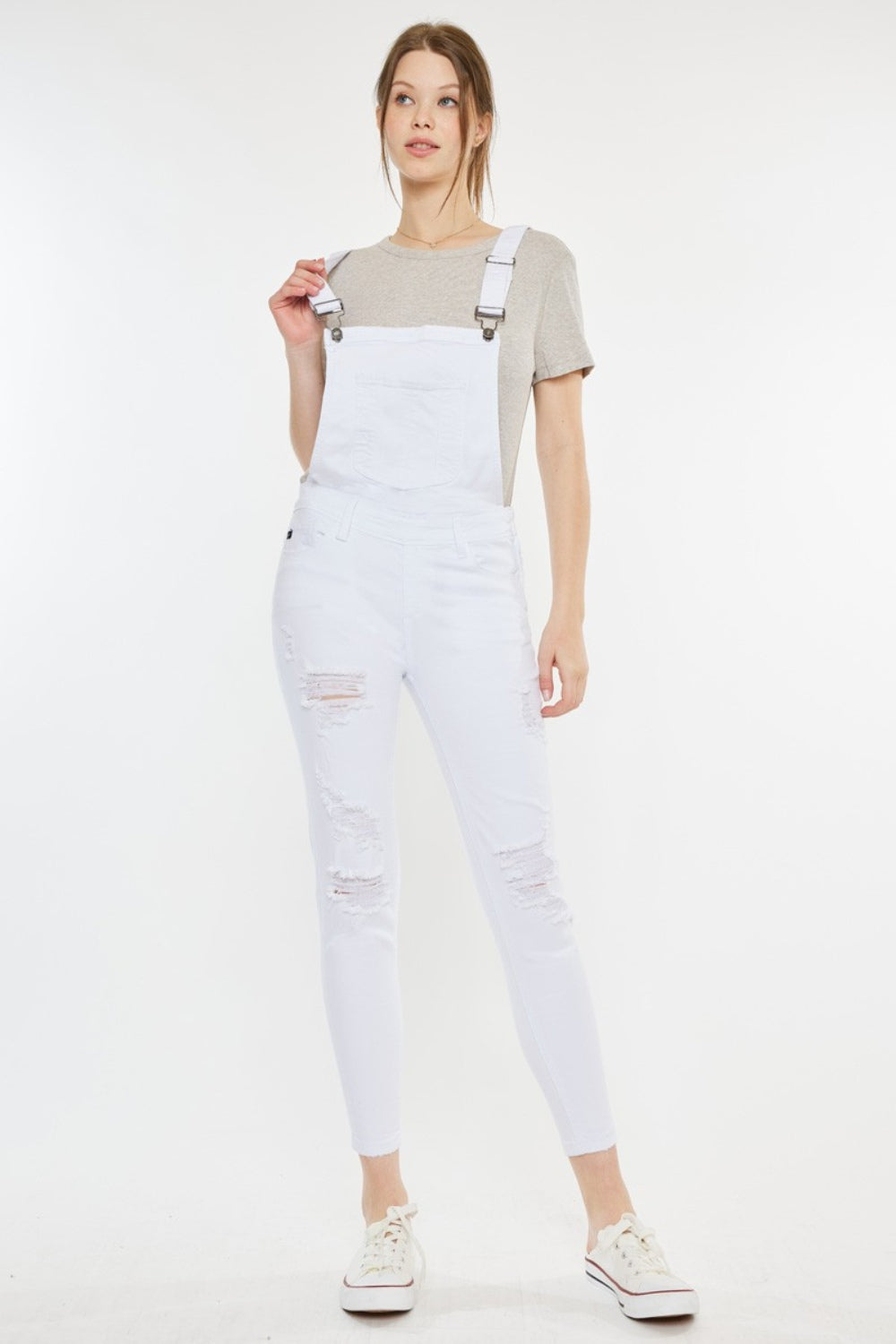 Kancan Distressed Skinny Denim Overalls-2
