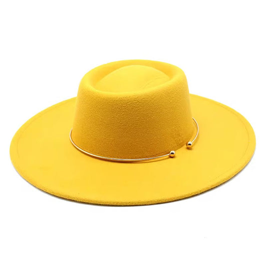Round Radiant Widebrim Fedora- Yellow-0