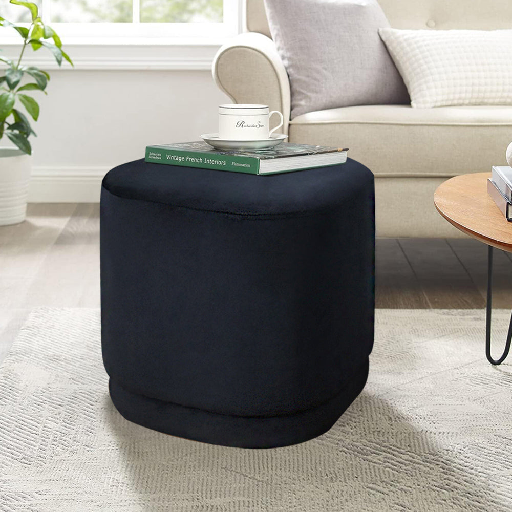 15.5"H Modern Velvet Footstool Ottoman-0