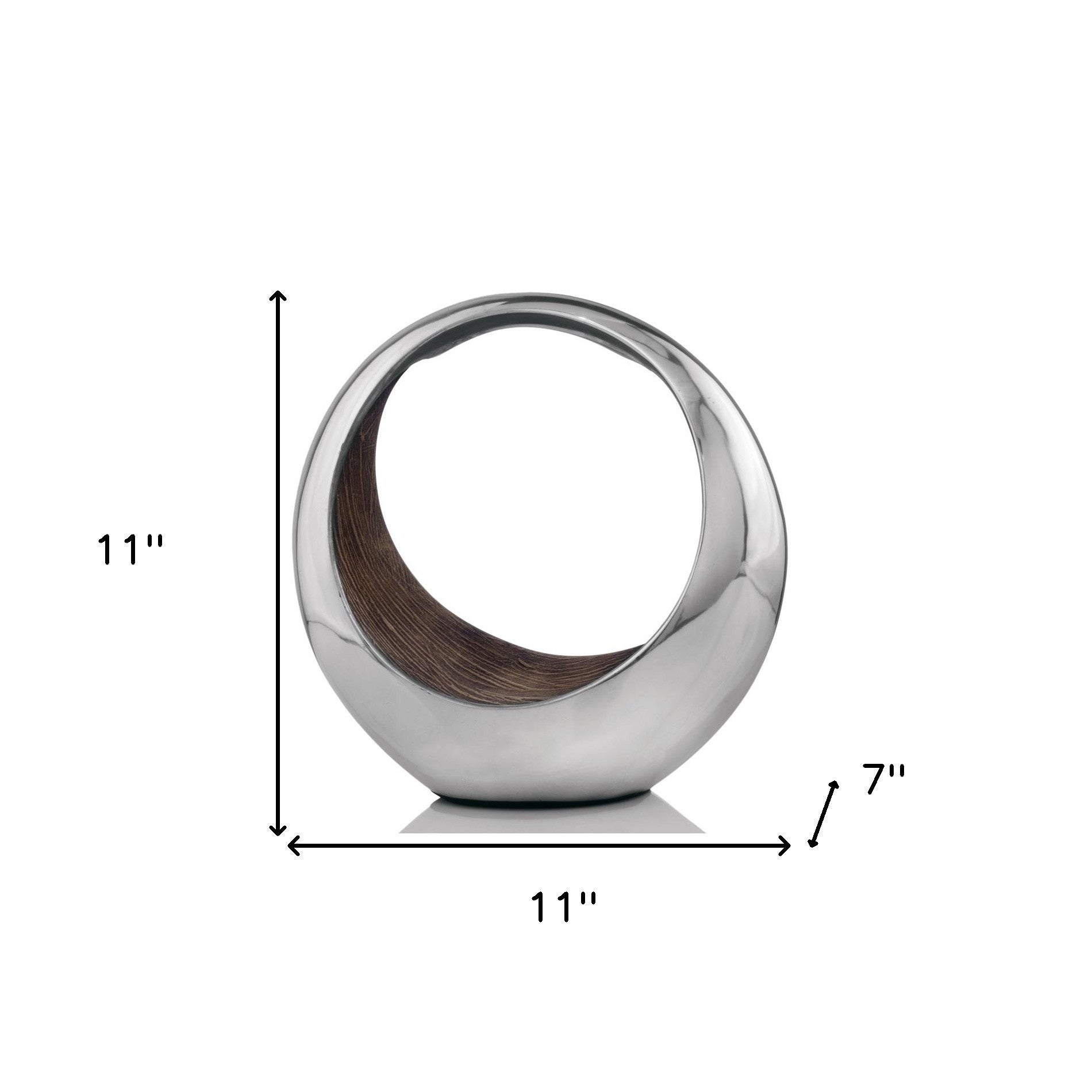 11" Brown and Silver Aluminum Circular Decorative Bowl-3