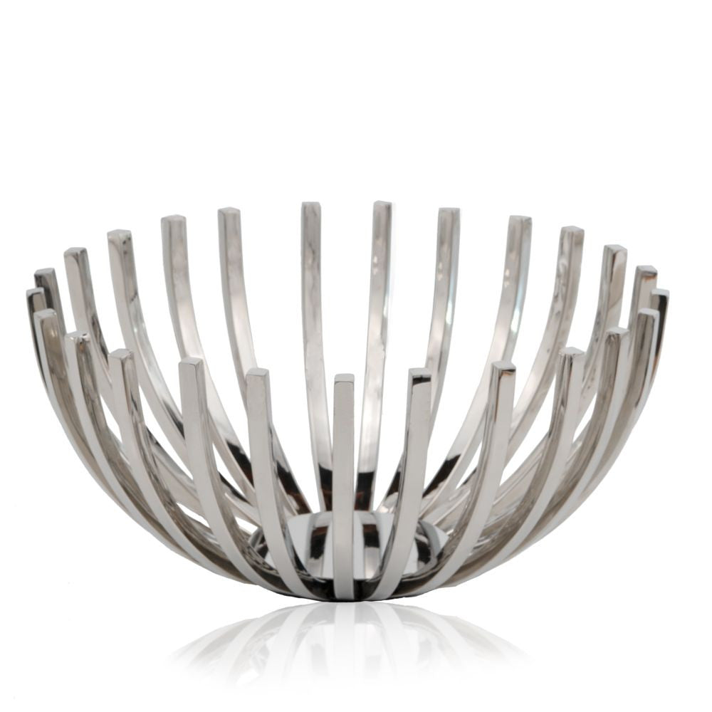 14" Silver Stainless Steel Decorative Bowl-1
