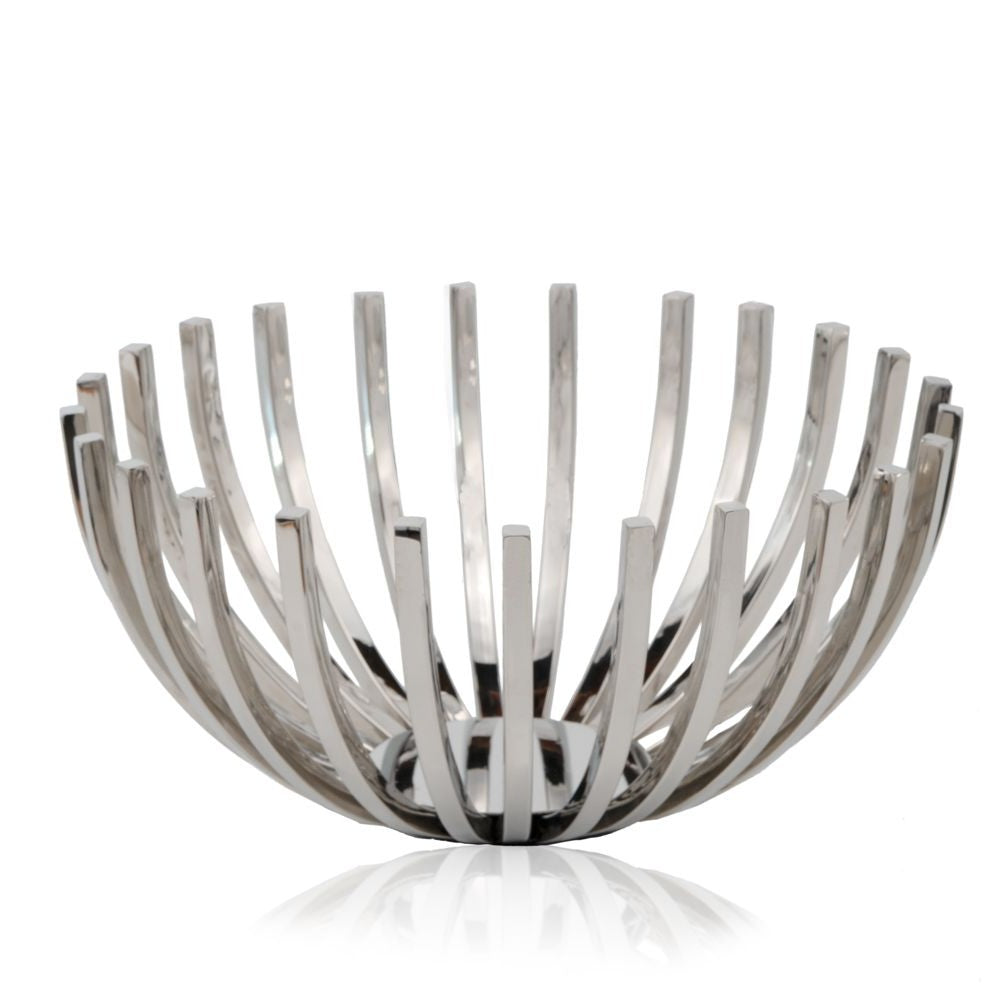 14" Silver Stainless Steel Decorative Bowl-2