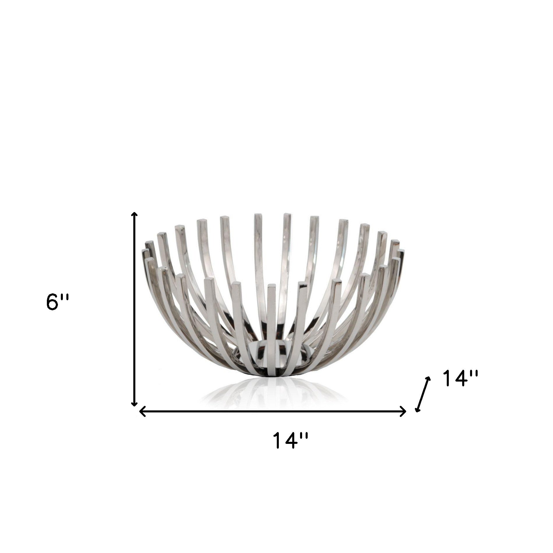 14" Silver Stainless Steel Decorative Bowl-4