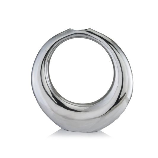 17" Silver Aluminum Ring Hoop Table Vase-1