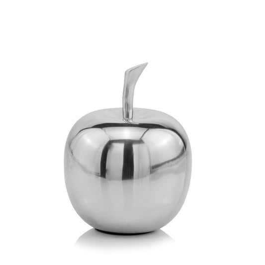 6" Silver Buffed Aluminum Decorative Apple Tabletop Sculpture-1