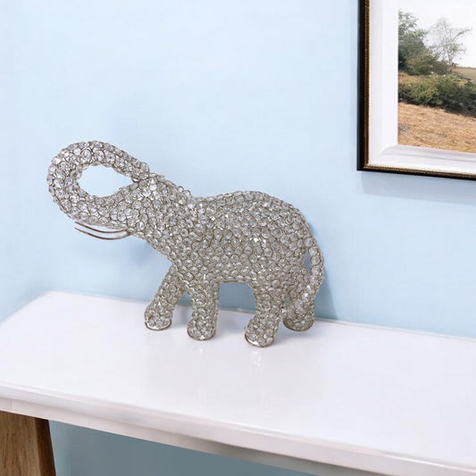 15" Silver Faux Crystal and Silver Tabletop Sculpture-0