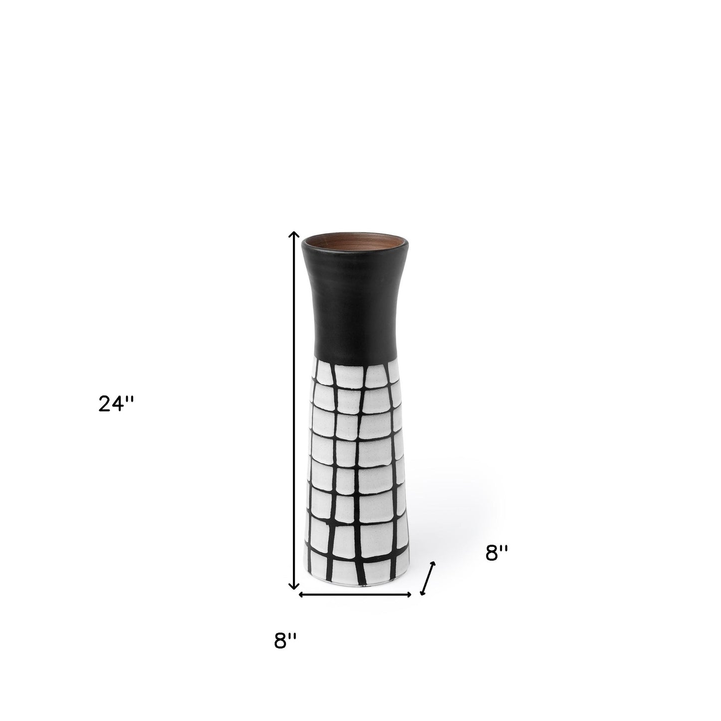 24" Black And White Abstract Cylinder Ceramic Table Vase-5