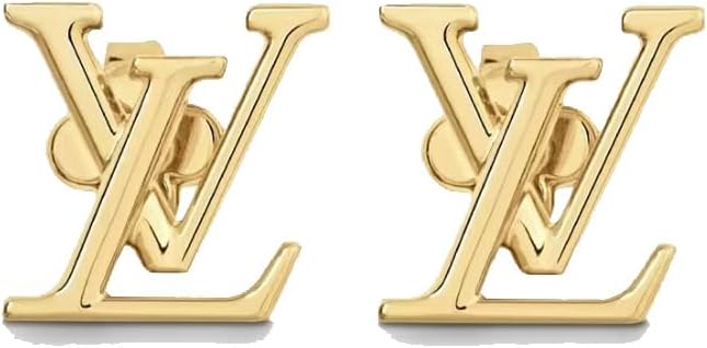 Stud Earrings, 18K Gold Plated, Classic Monogram Design, Fashion Jewelry for Women