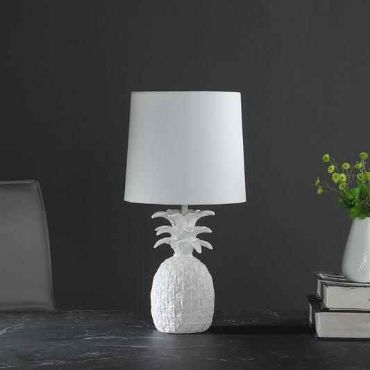 17" White Pineapple Table Lamp With White Empire Shade-6