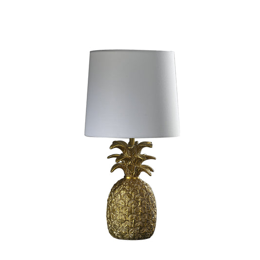 17" Gold Pineapple Table Lamp With White Empire Shade-1