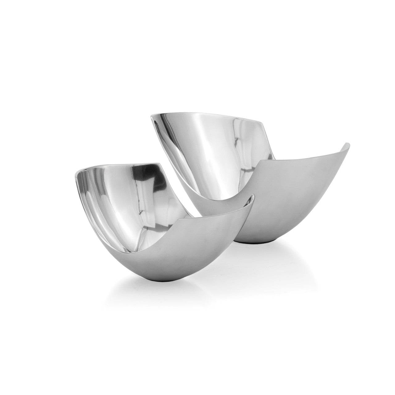 Set of Two Mod Aluminum Scoop Centerpiece Bowls-2