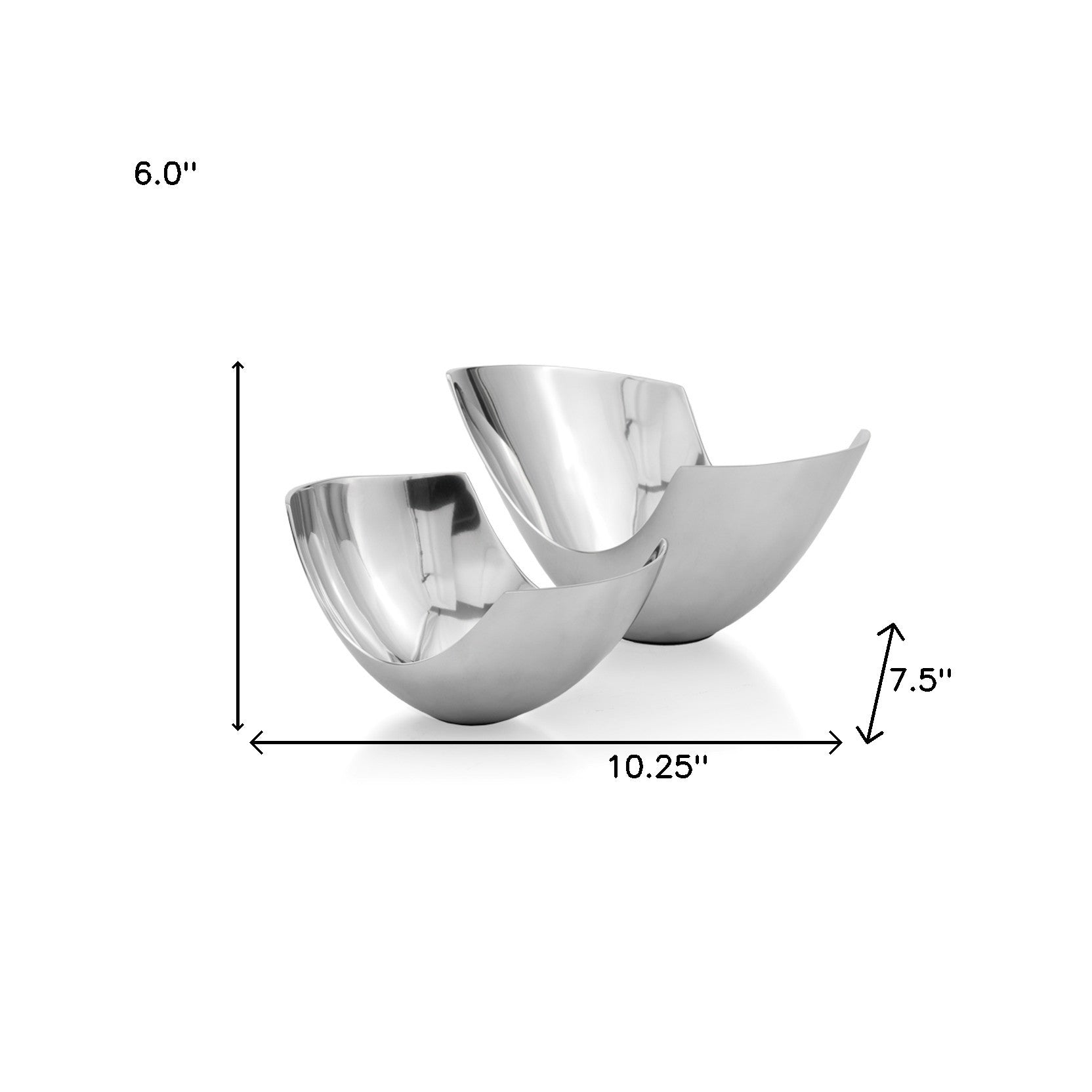 Set of Two Mod Aluminum Scoop Centerpiece Bowls-5