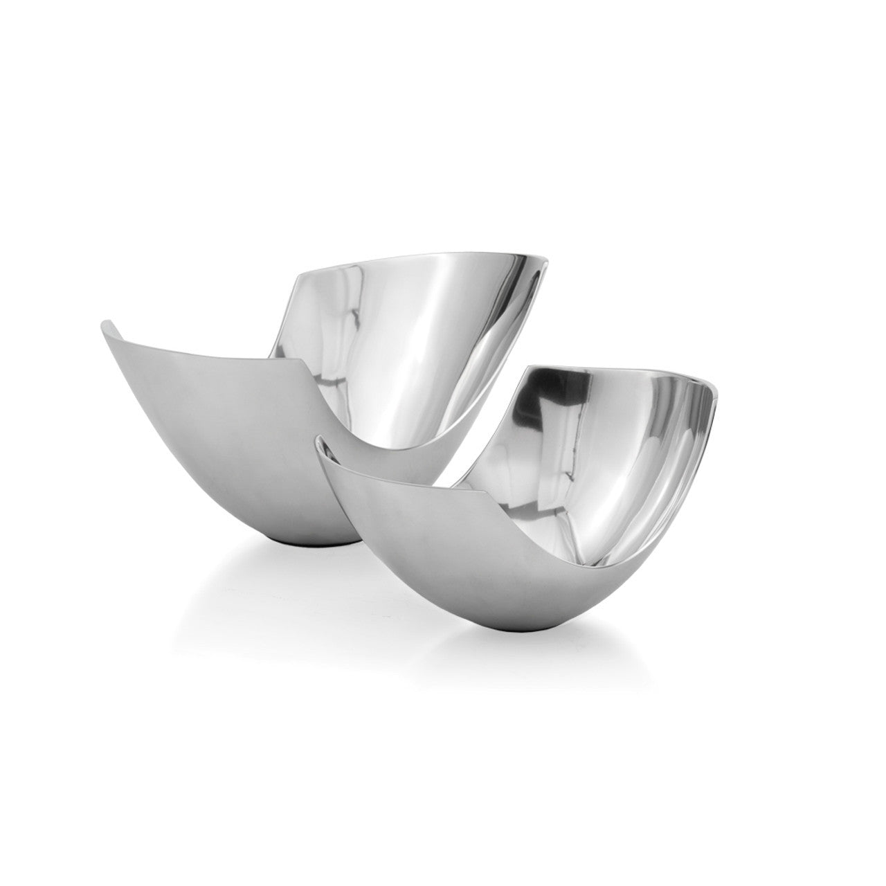 Set of Two Mod Aluminum Scoop Centerpiece Bowls-1