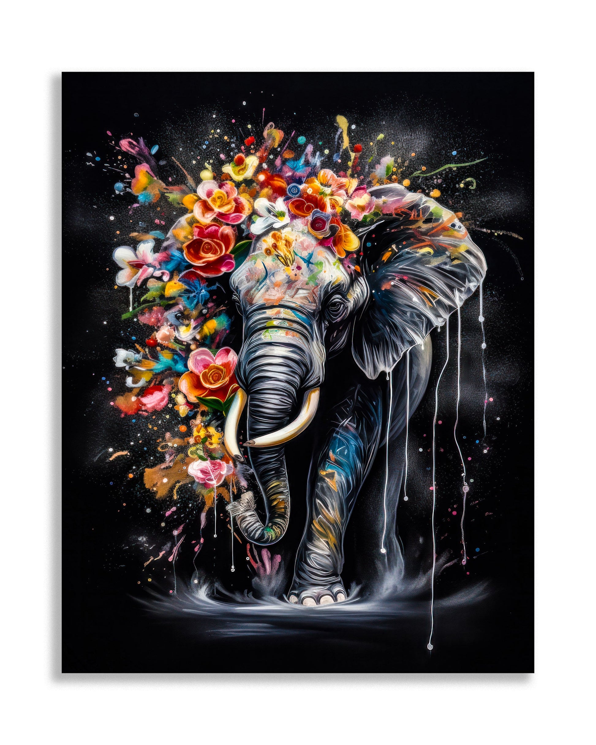 Wildlife Canvas Art -Colorful Elephants- WallDecor-RGB Vanish-0