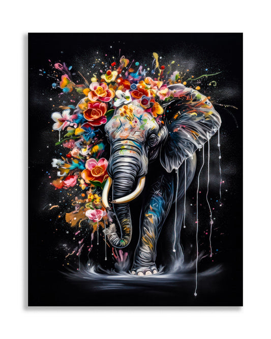 Wildlife Canvas Art -Colorful Elephants- WallDecor-RGB Vanish-0
