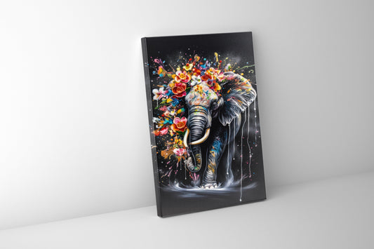 Wildlife Canvas Art -Colorful Elephants- WallDecor-RGB Vanish-1