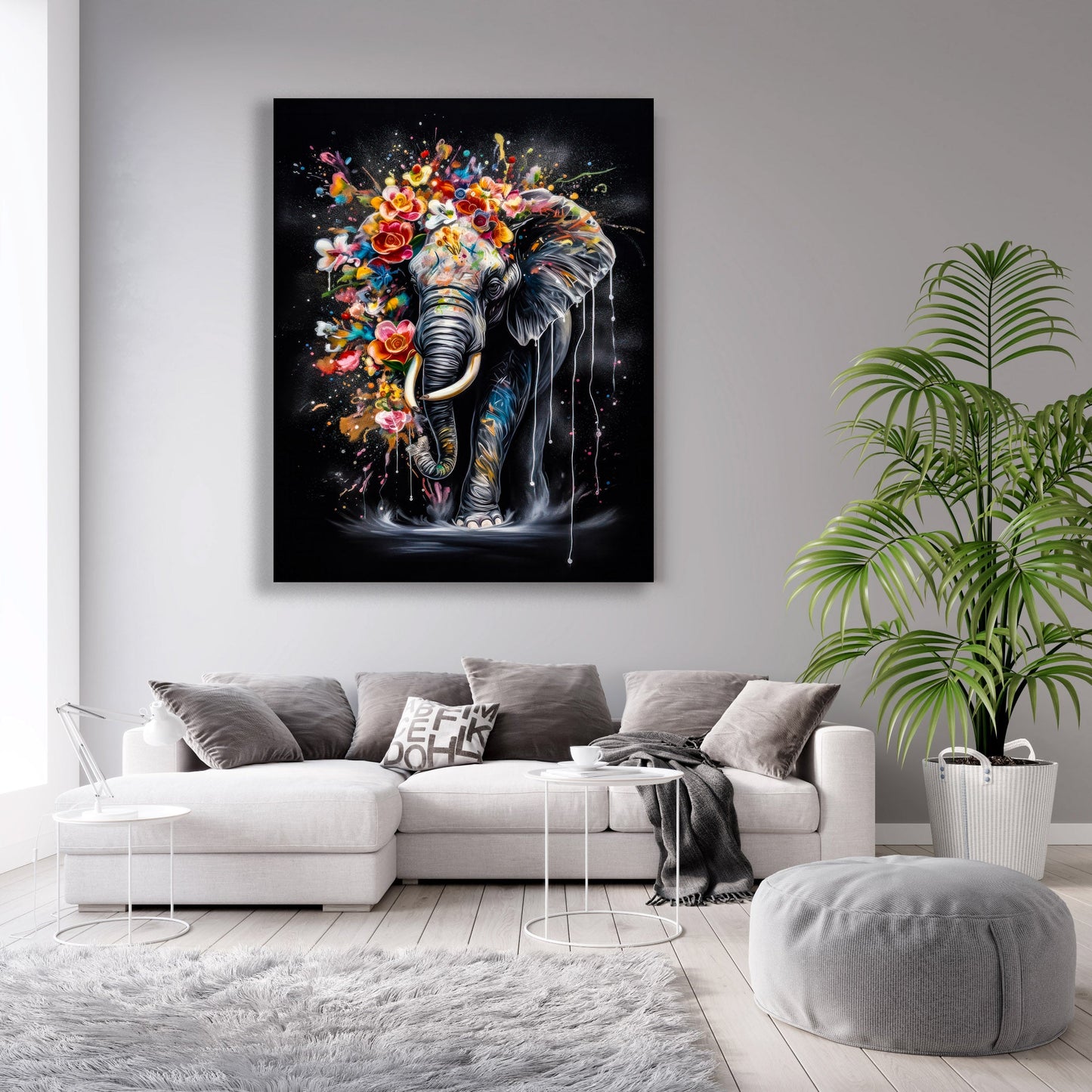 Wildlife Canvas Art -Colorful Elephants- WallDecor-RGB Vanish-2