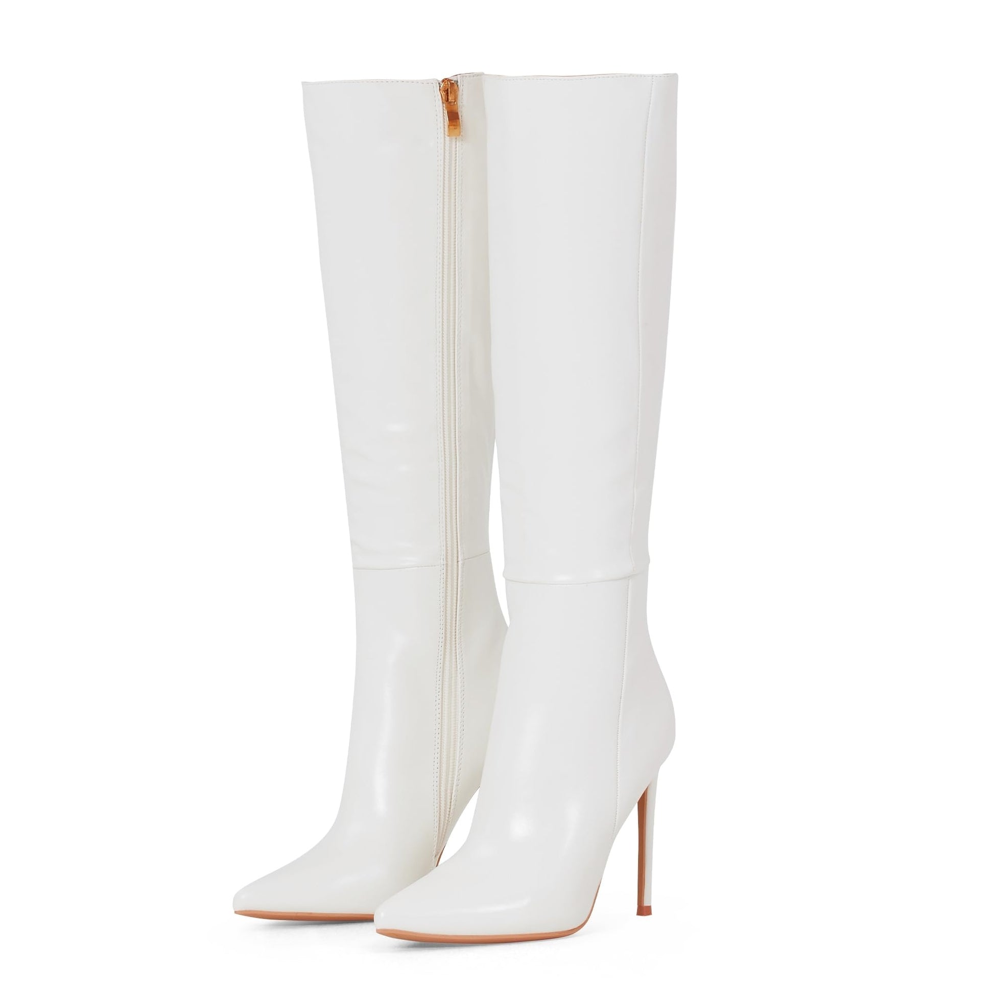 Elisabet Tang 4 inch Women's Knee High Long Boots, Stiletto Tall Pointed Toe Heeled Boot Leather Suede Comfortable Sexy