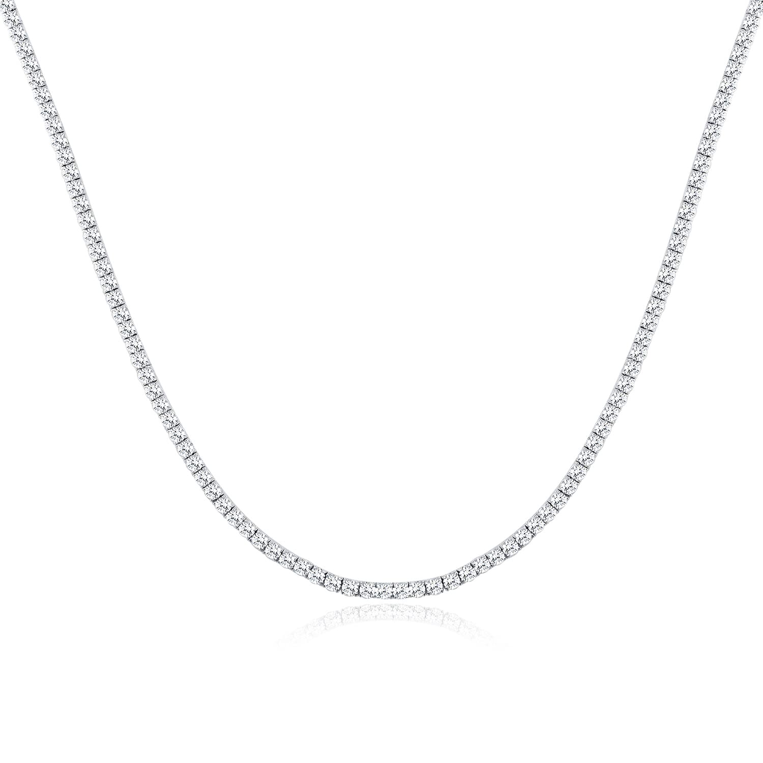 TIKJE Tennis Necklace 925 Sterling Silver| 3mm-6mm Cubic Zirconia Round Cut Faux Diamond Tennis Chain for Women and Men 16-24inches Valentine's Day Gift